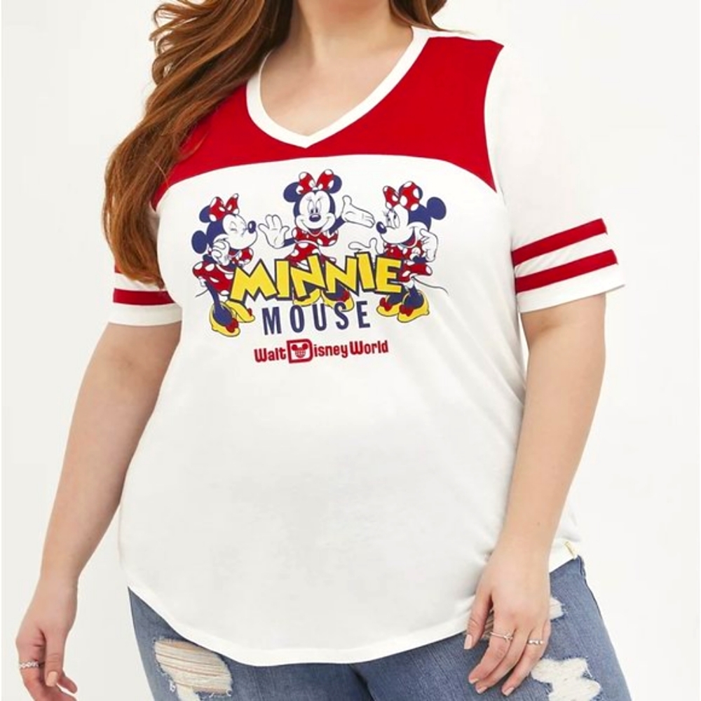 ❤️NWT TORRID TEE MINNIE MICKEY MOUSE TEE TOP FOOTBALL TEE DISNEY WORLD LARGE 0X